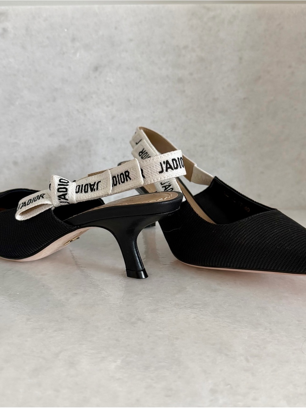 Dior Black Pumps with White J'Adior Strap